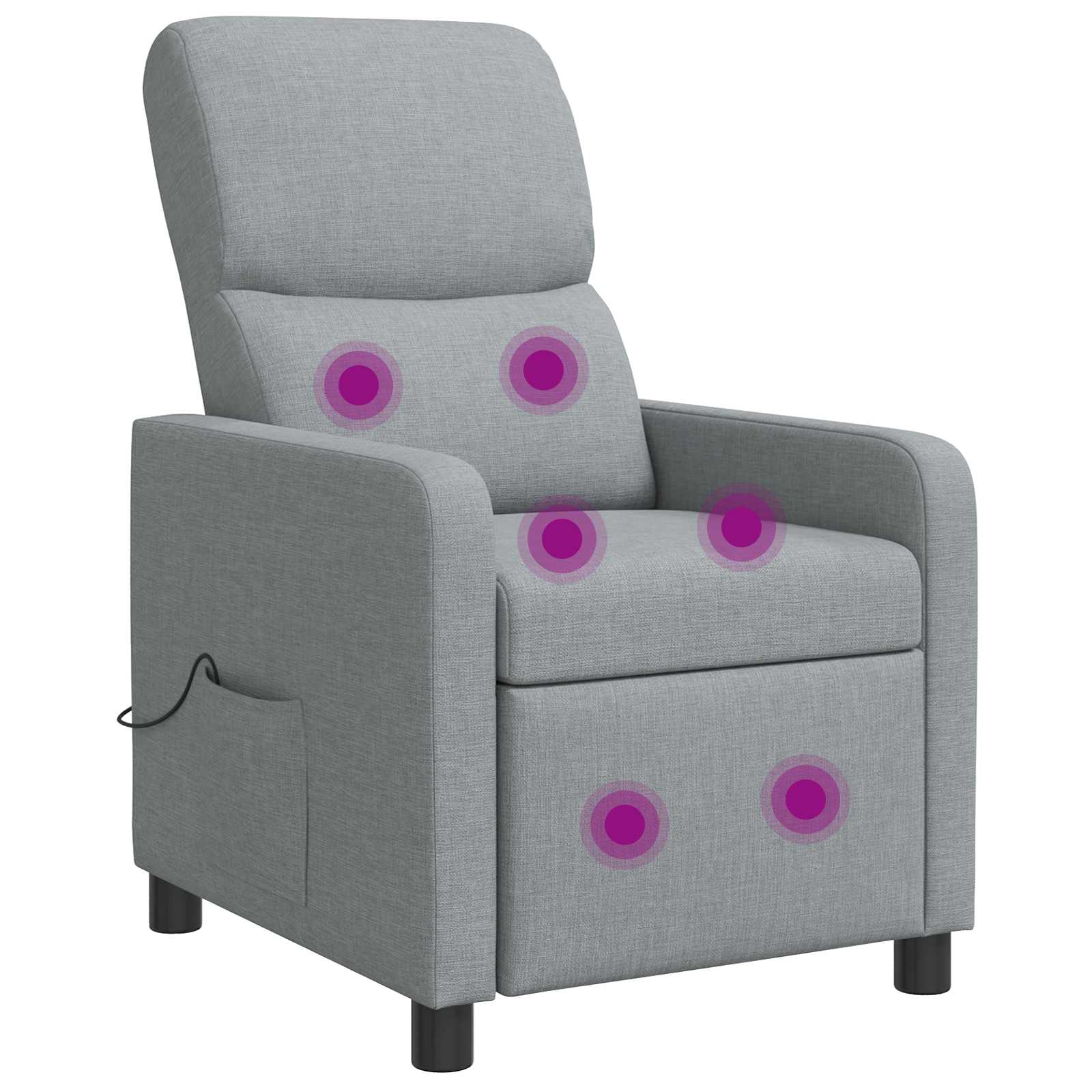 Massage Recliner Lichtgrijs Stof