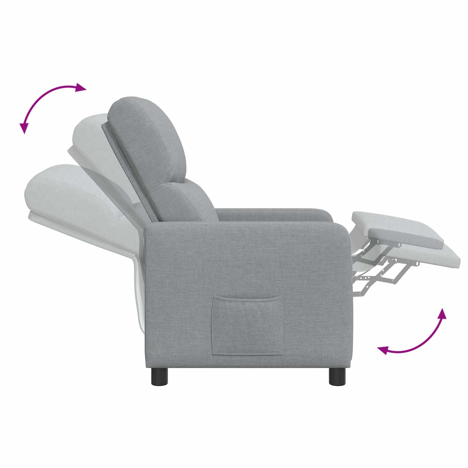 Massage Recliner Lichtgrijs Stof