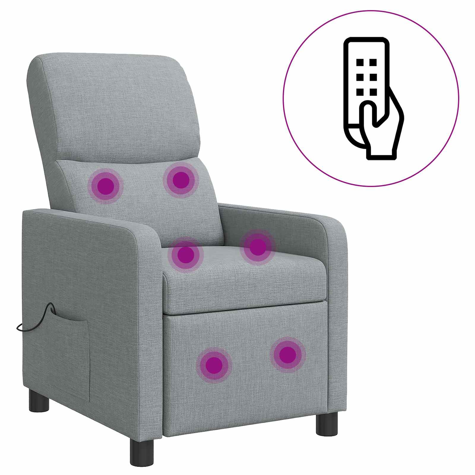 Massage Recliner Lichtgrijs Stof