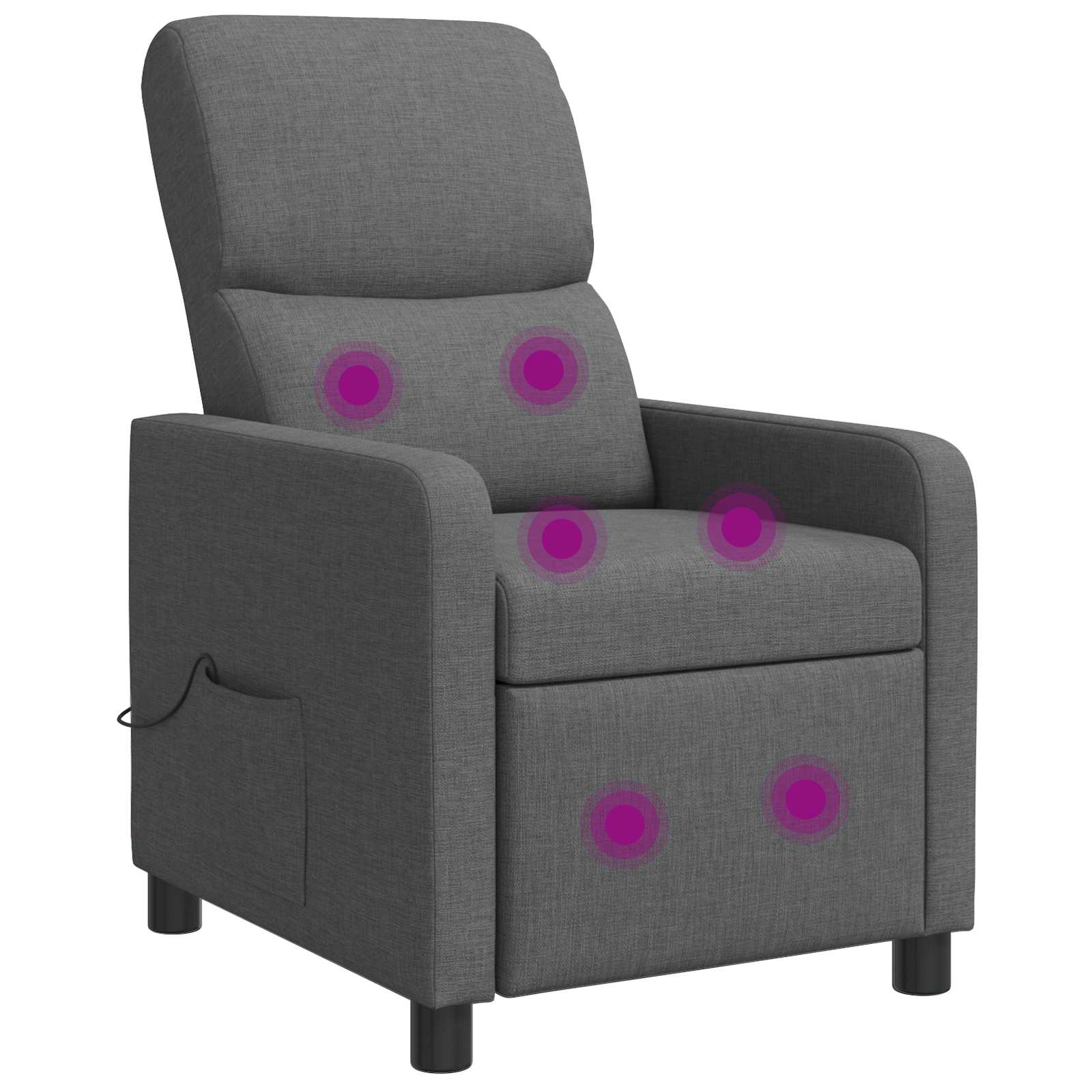Massage Recliner Donkergrijs Stof