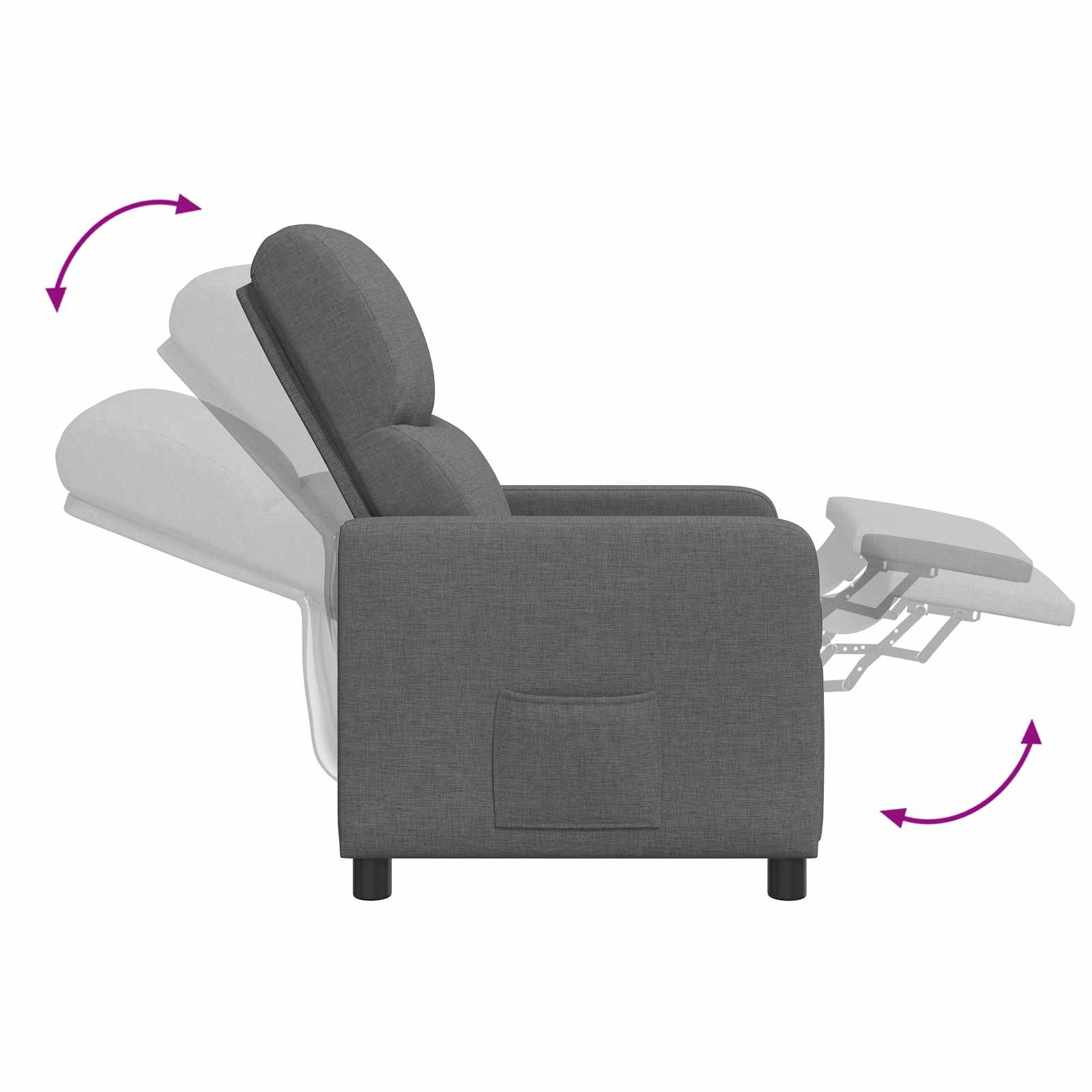 Massage Recliner Donkergrijs Stof