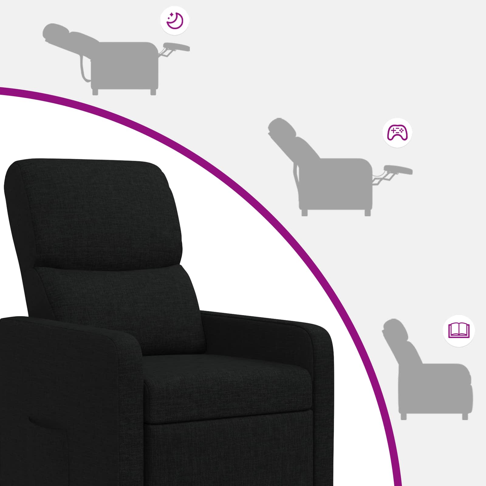 Relaxfauteuil Zwart Stof