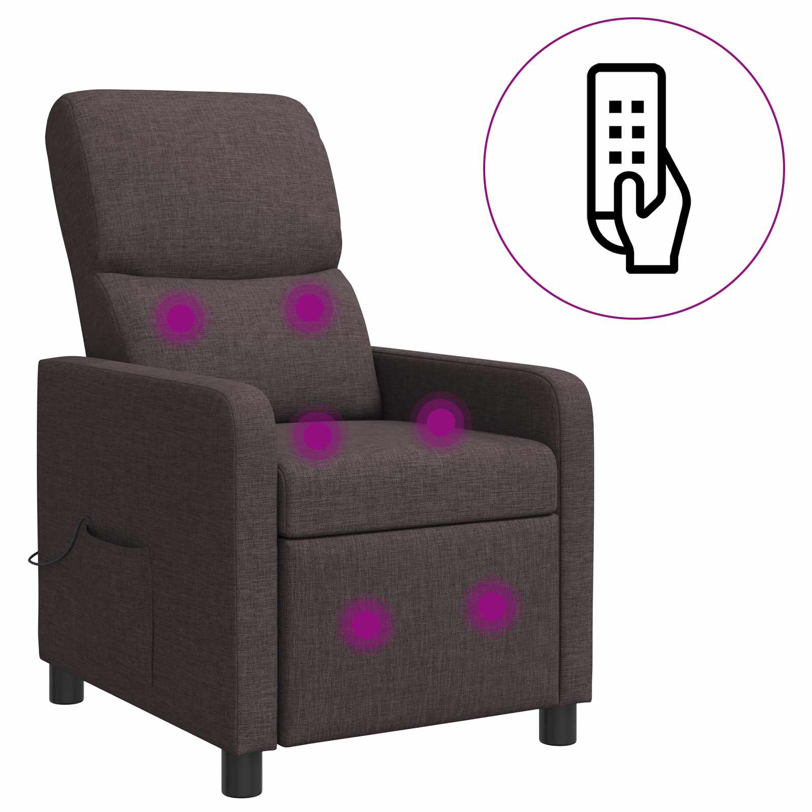 Massage Recliner Donkerbruin Stof