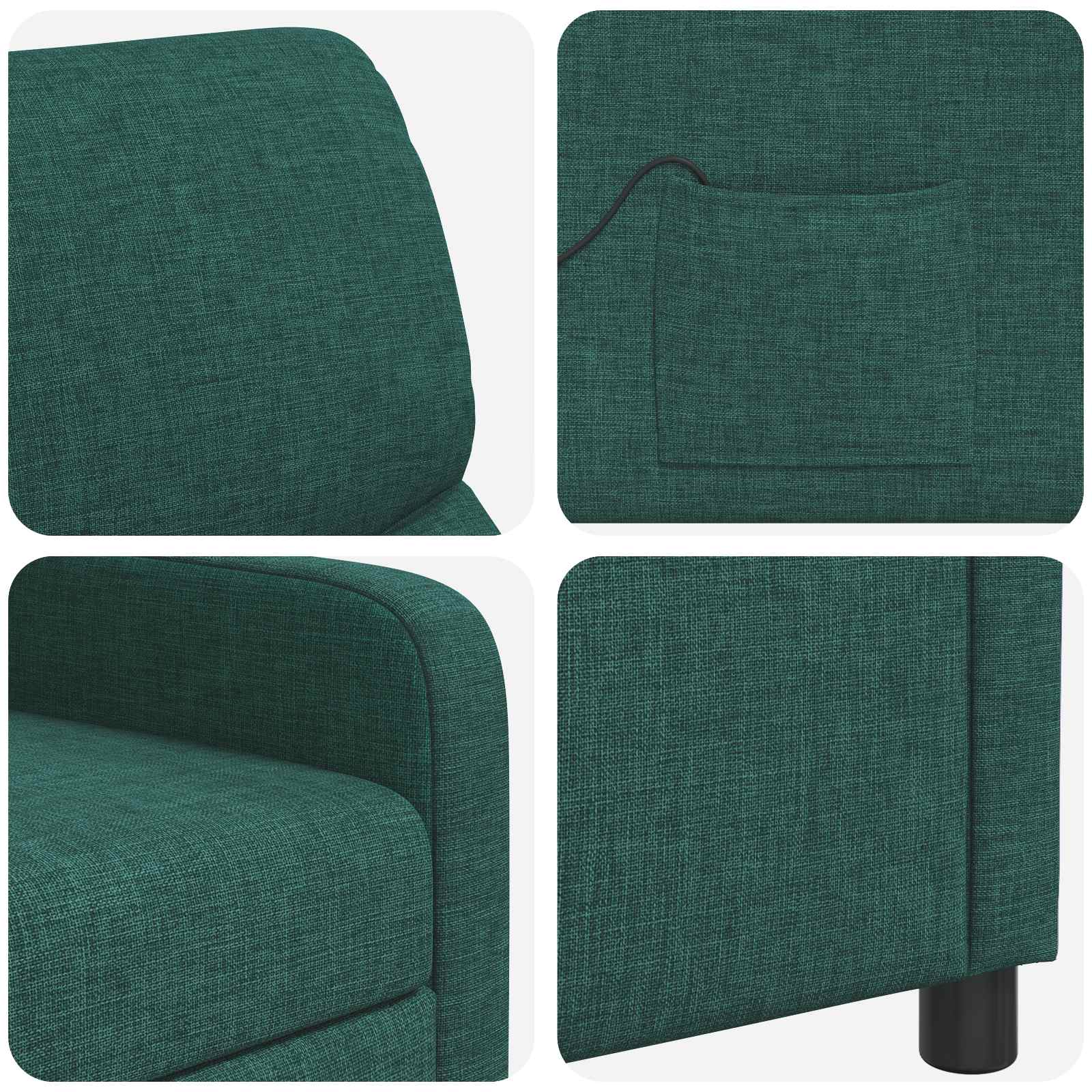 Massage Recliner Donkergroen Stof