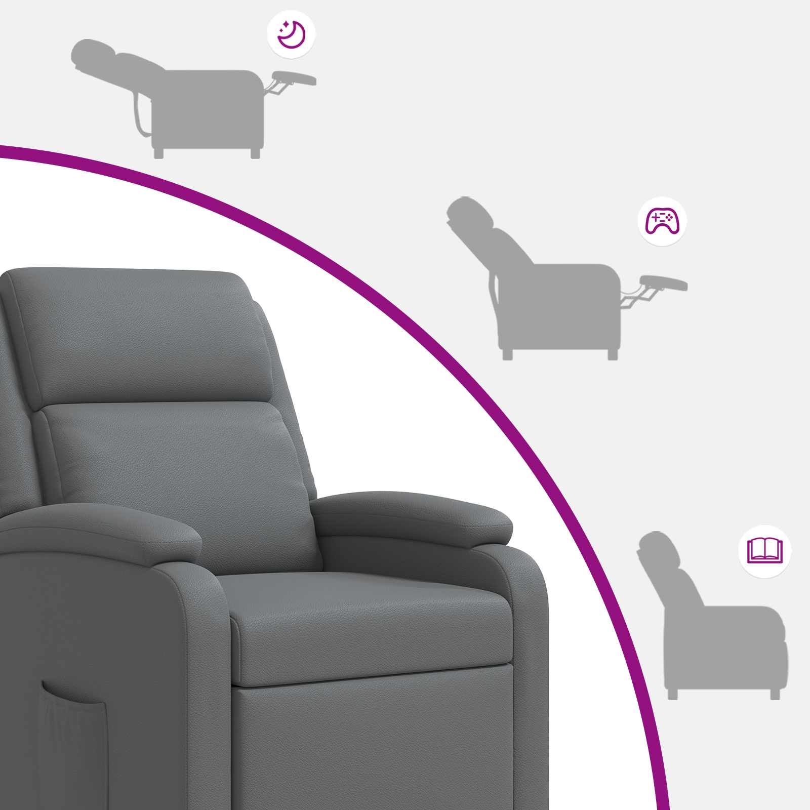 Relaxfauteuil Grijs Kunstleer