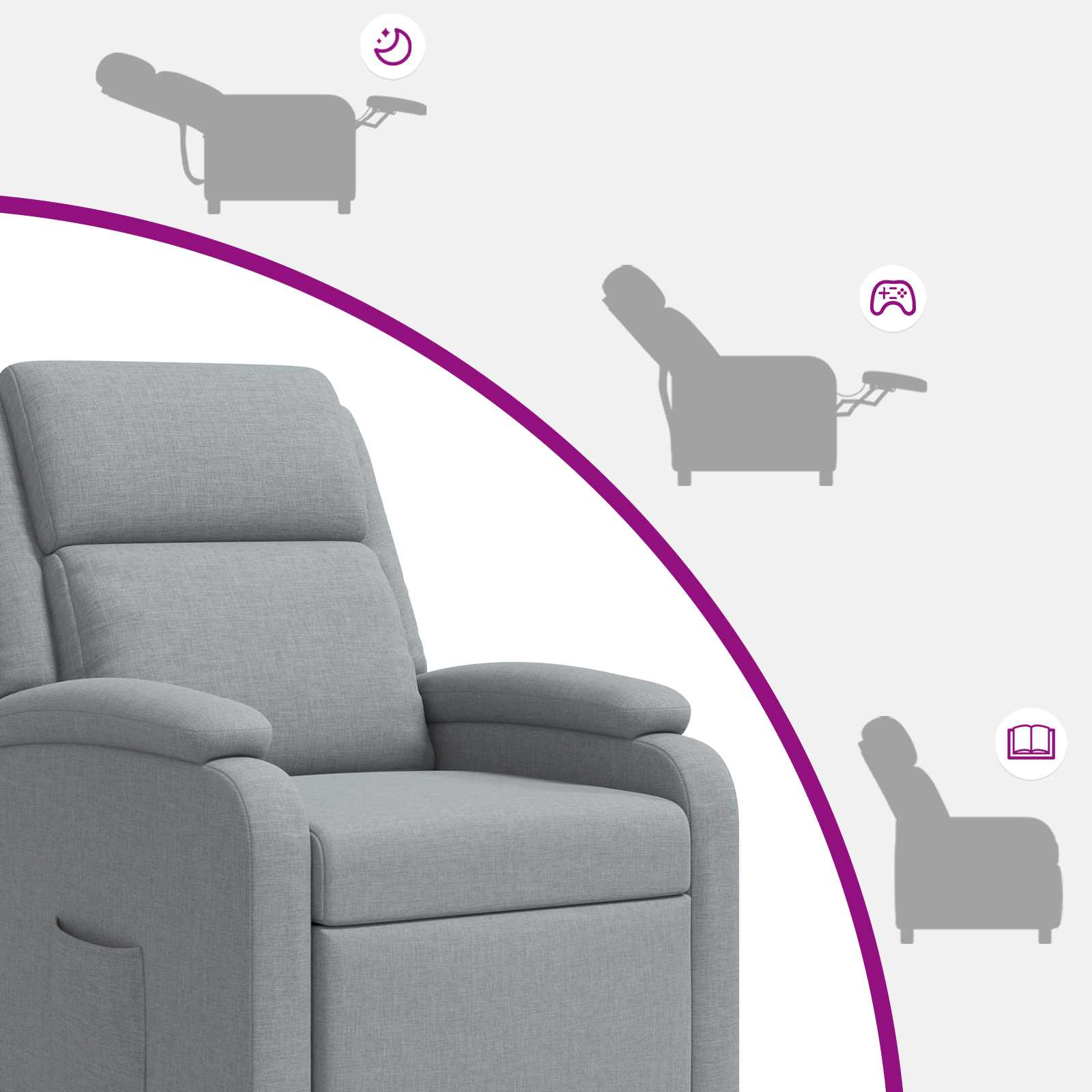 Relaxfauteuil Lichtgrijs Stof