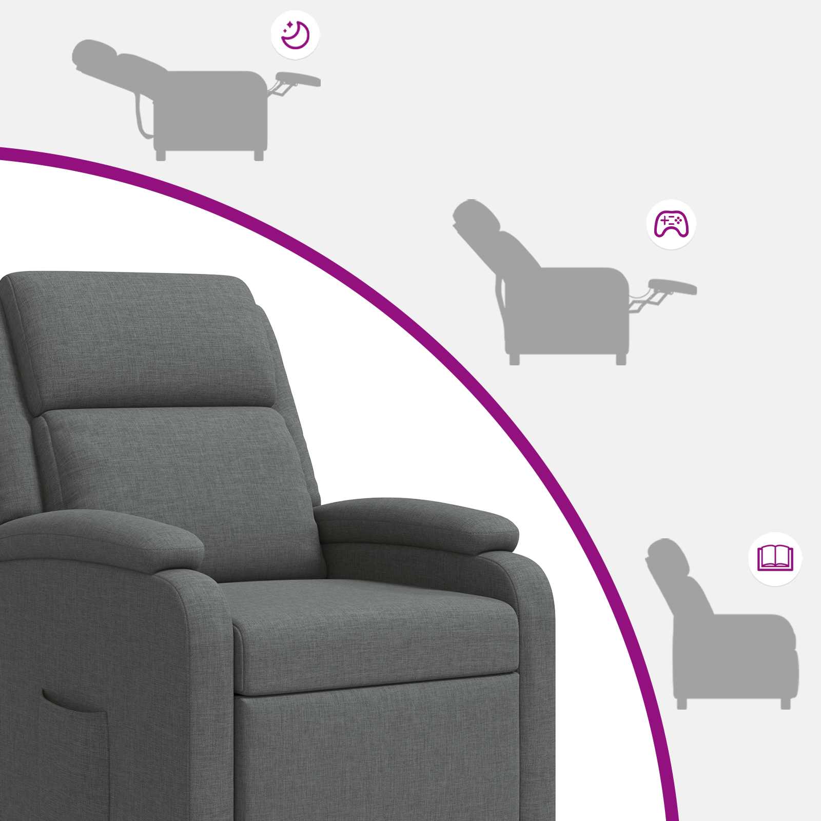 Relaxfauteuil Donkergrijs Stof