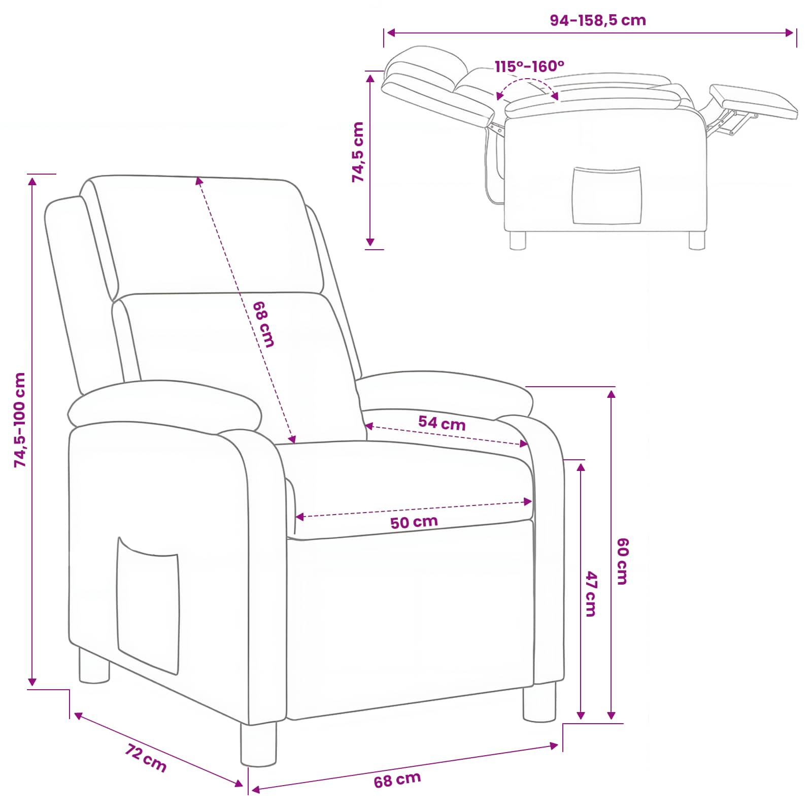 Relaxfauteuil Wijnrood Stof