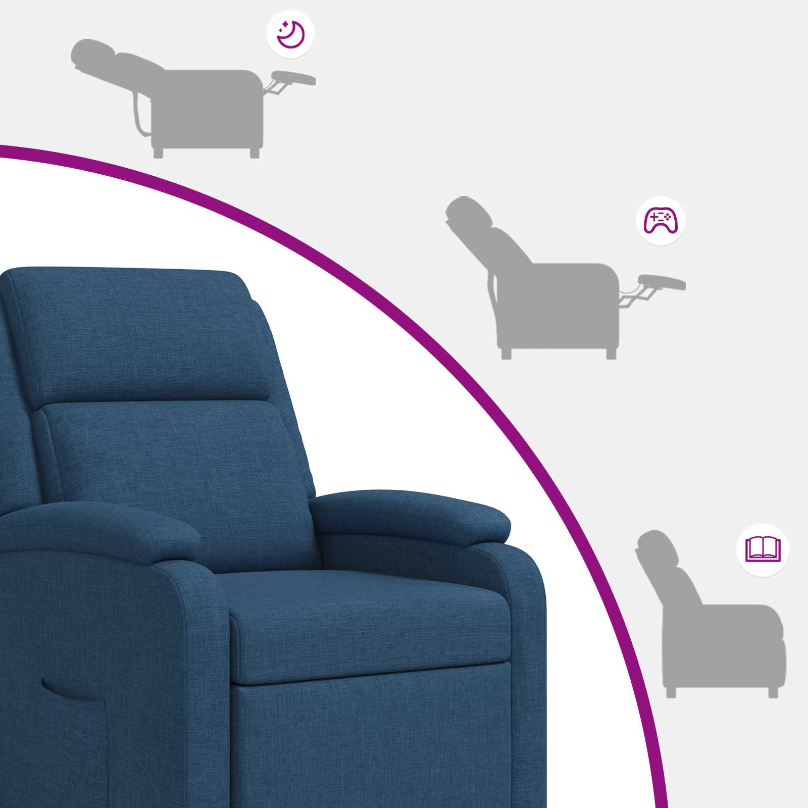 Relaxfauteuil Blauw Stof