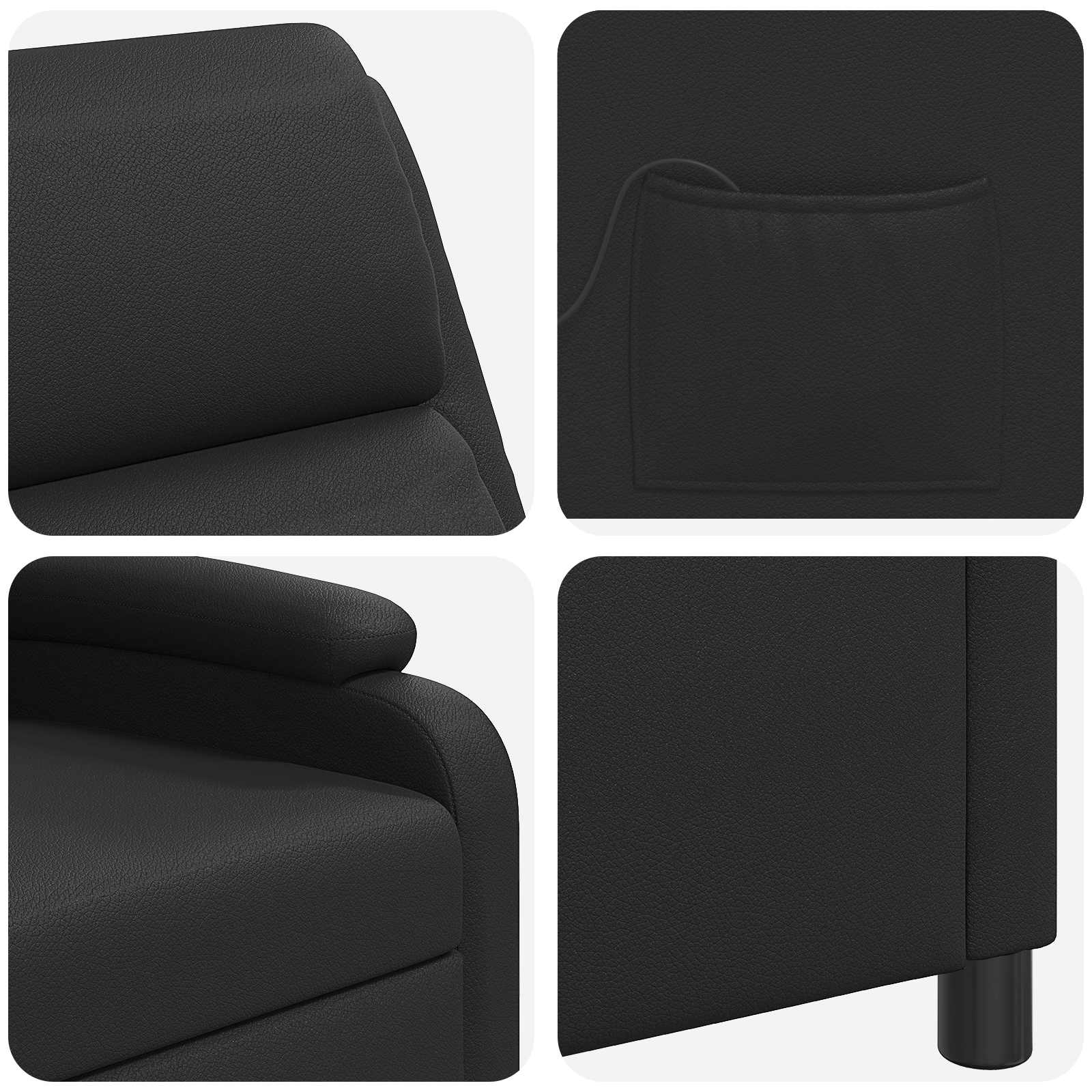 Massage Recliner Zwart Kunstleer