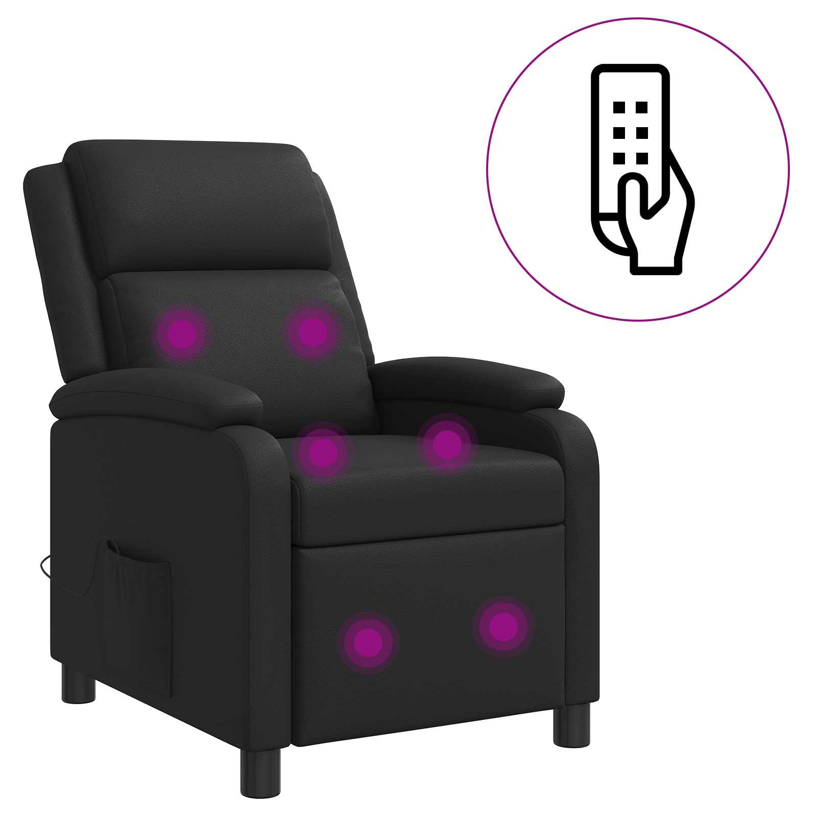 Massage Recliner Zwart Kunstleer