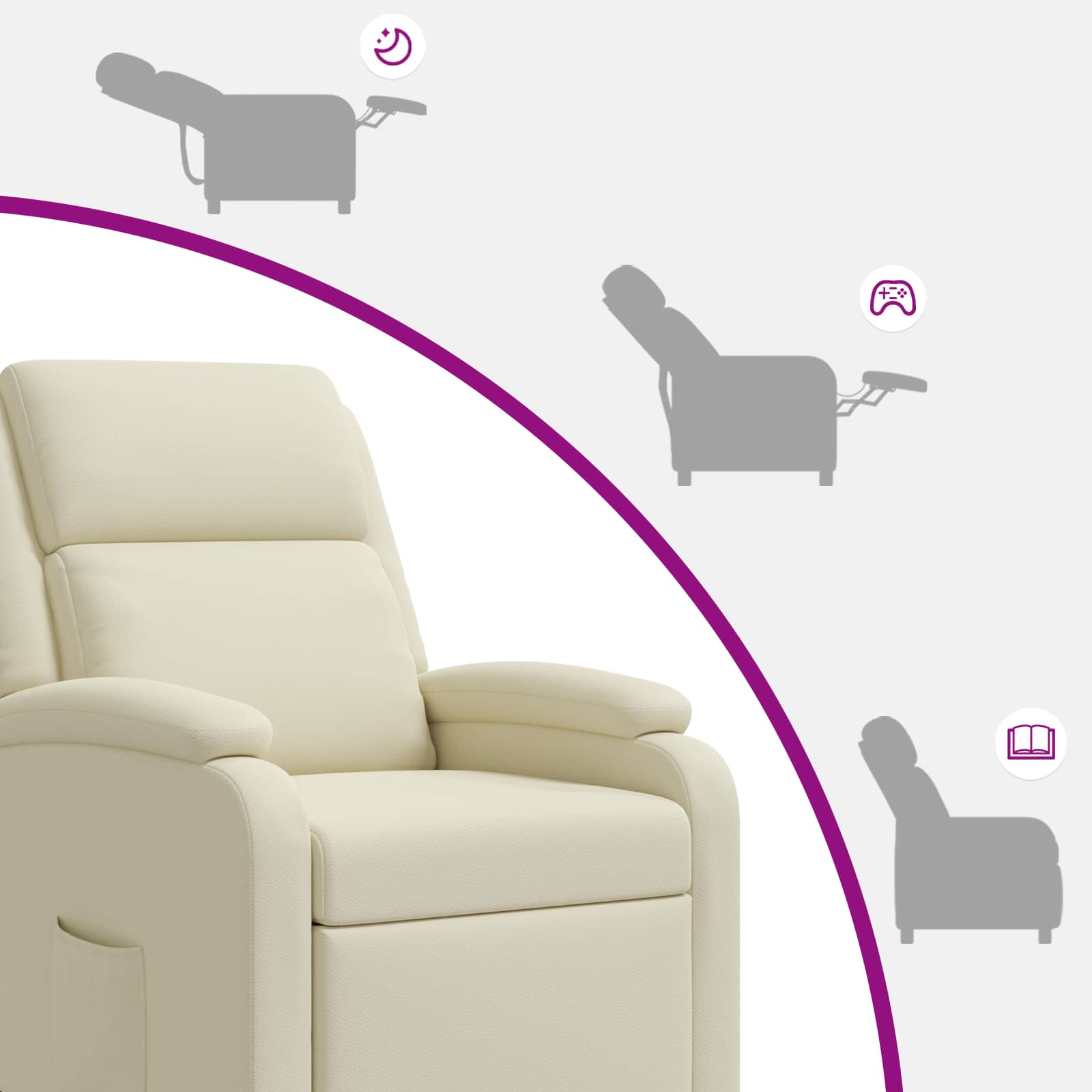 Massage Recliner Crèmekleurig Kunstleer