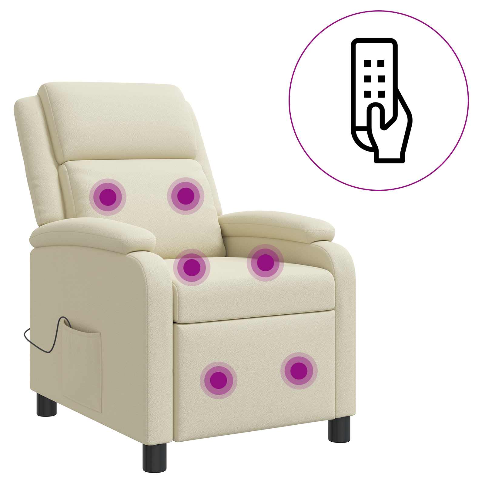 Massage Recliner Crèmekleurig Kunstleer