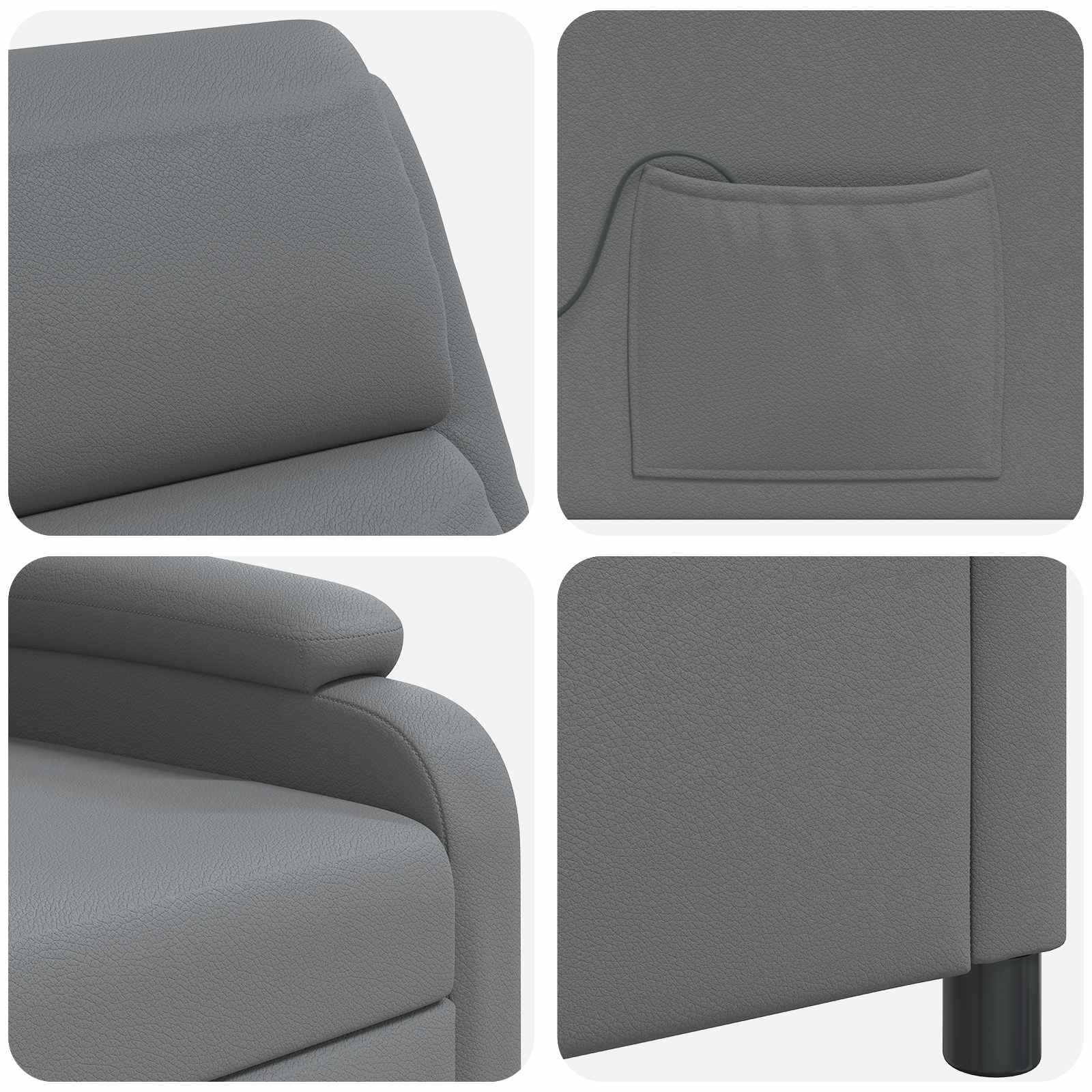 Massage Recliner Grijs Kunstleer