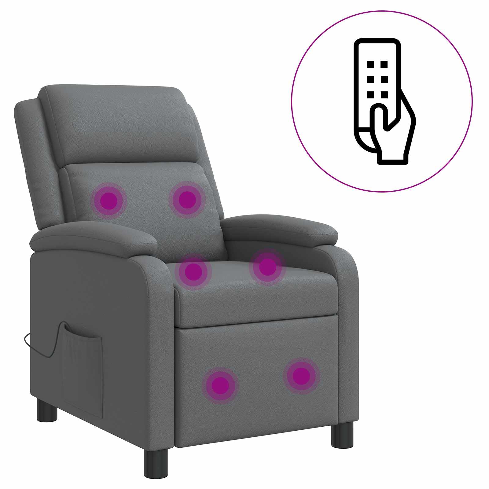 Massage Recliner Grijs Kunstleer