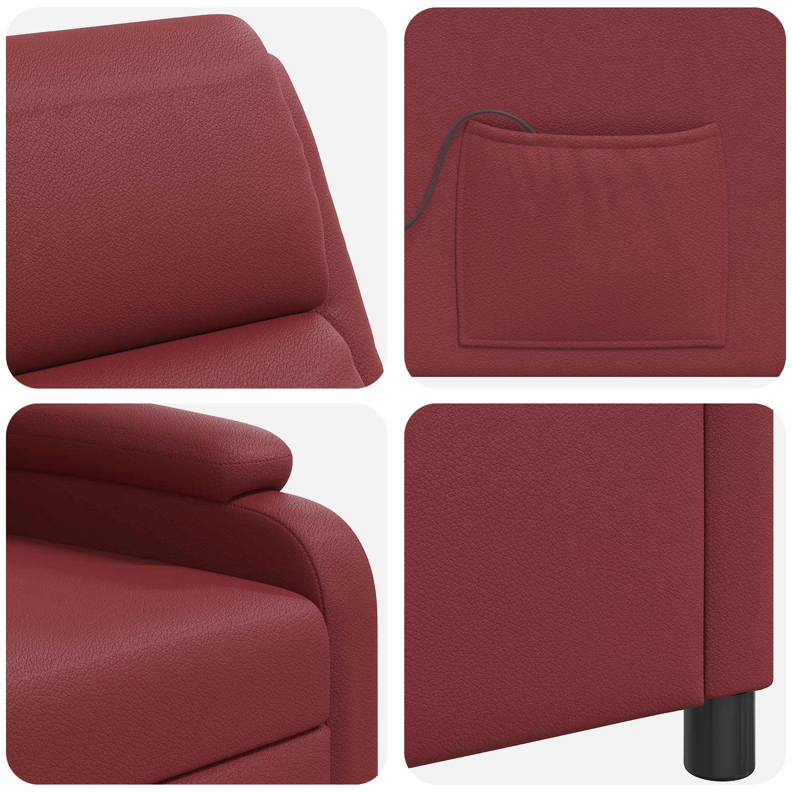 Massage Recliner Wijnrood Kunstleer