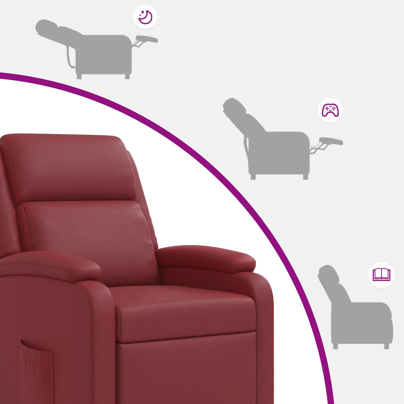 Massage Recliner Wijnrood Kunstleer