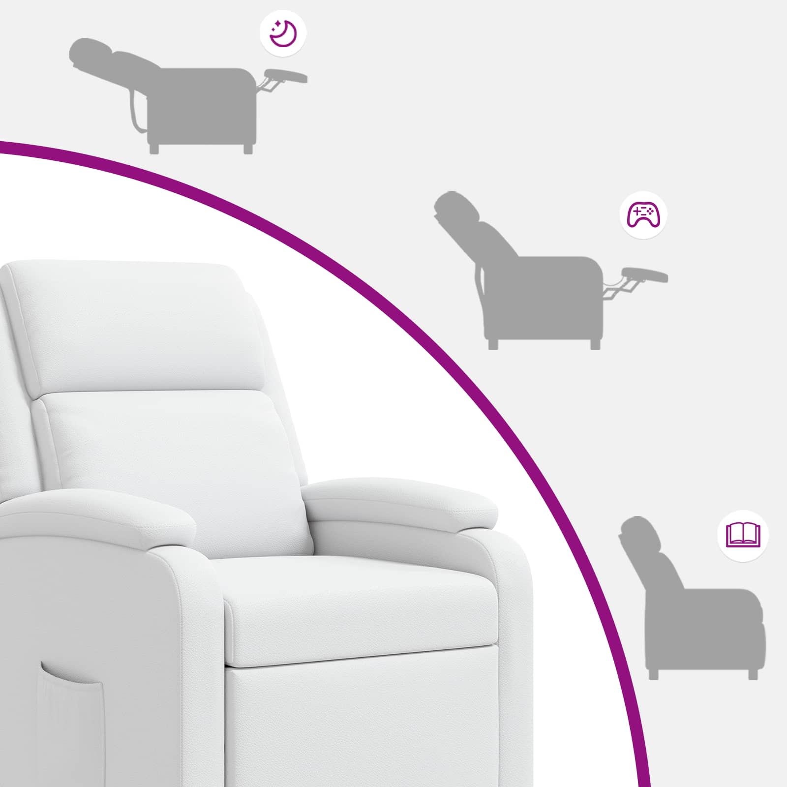 Massage Recliner Wit Kunstleer