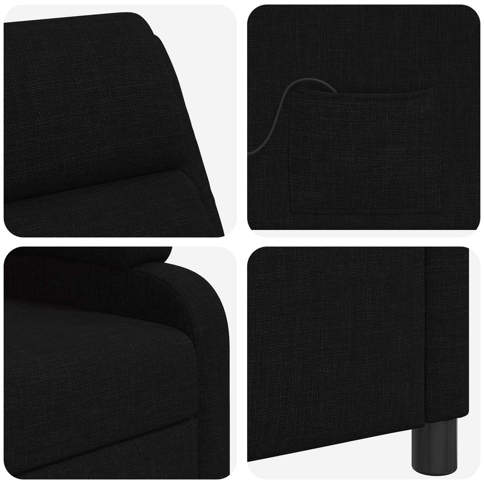 Massage Recliner Zwart Stof