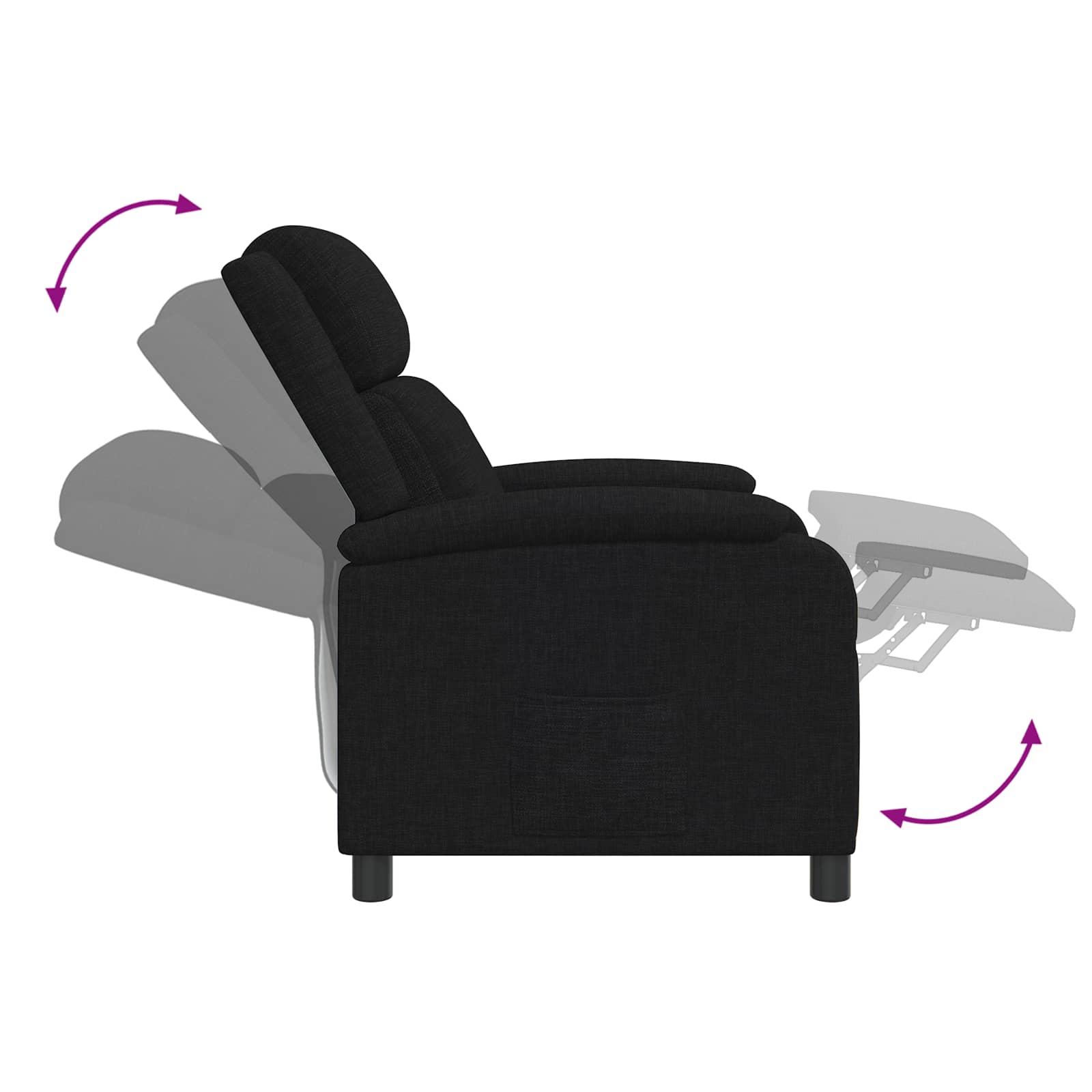 Massage Recliner Zwart Stof