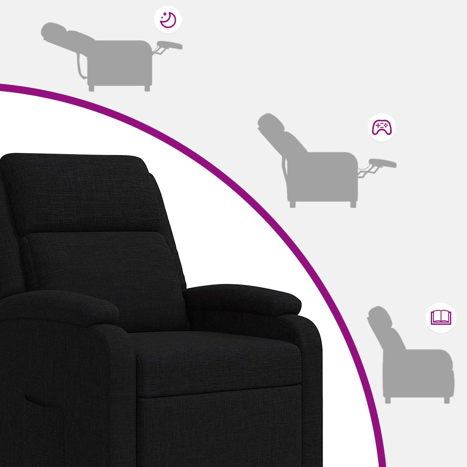 Massage Recliner Zwart Stof