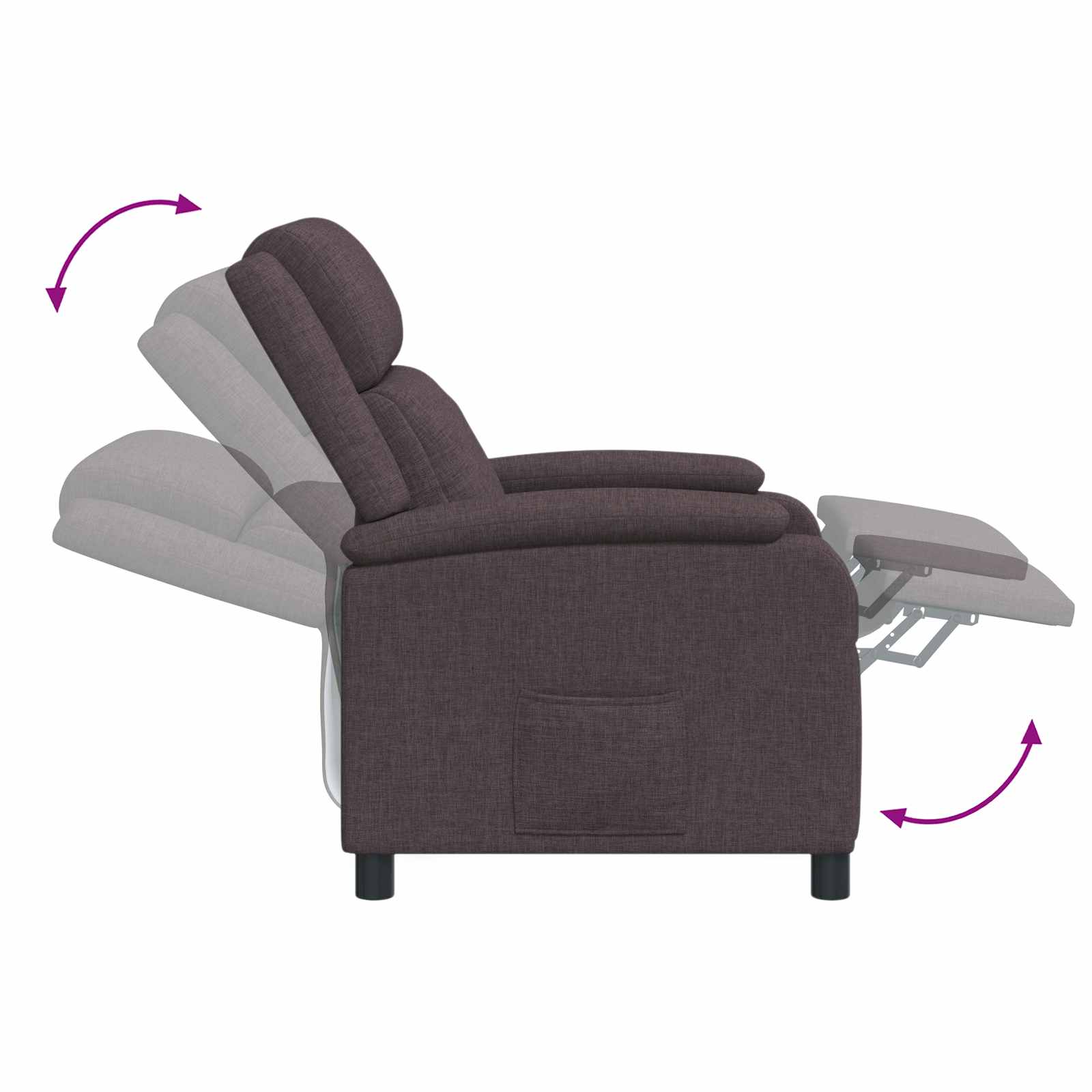Massage Recliner Donkerbruin Stof
