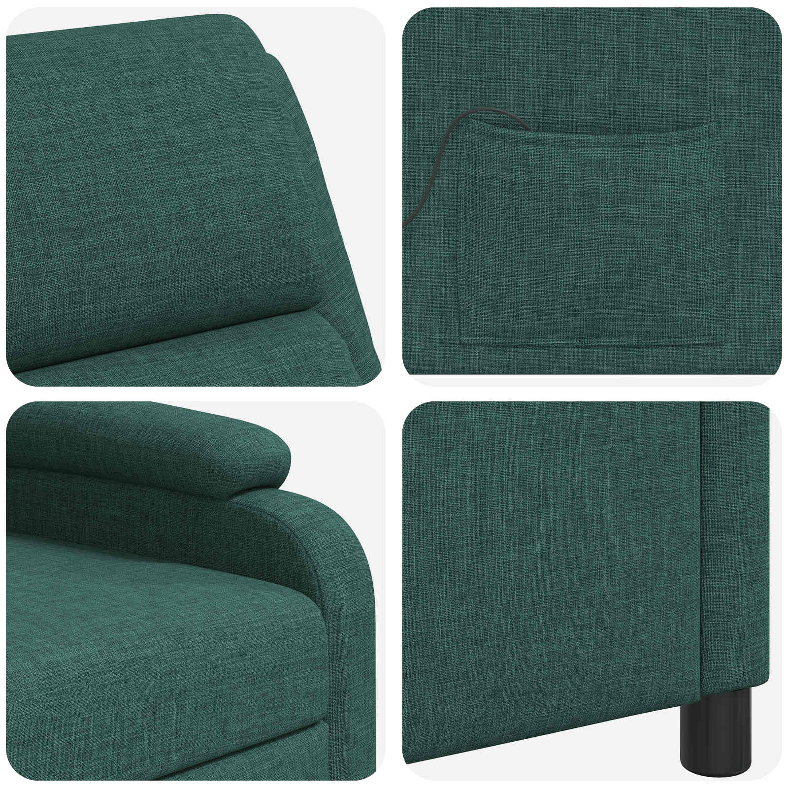 Massage Recliner Donkergroen Stof