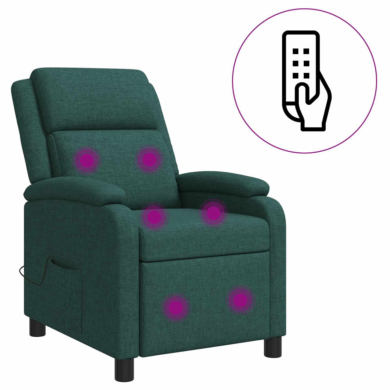 Massage Recliner Donkergroen Stof