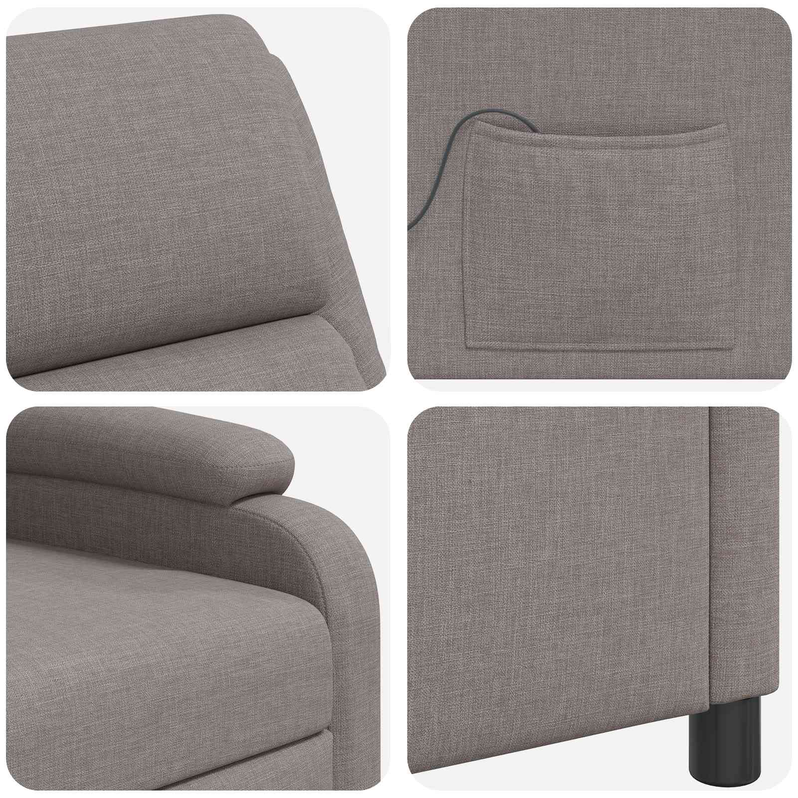 Massage Recliner Taupe Stof