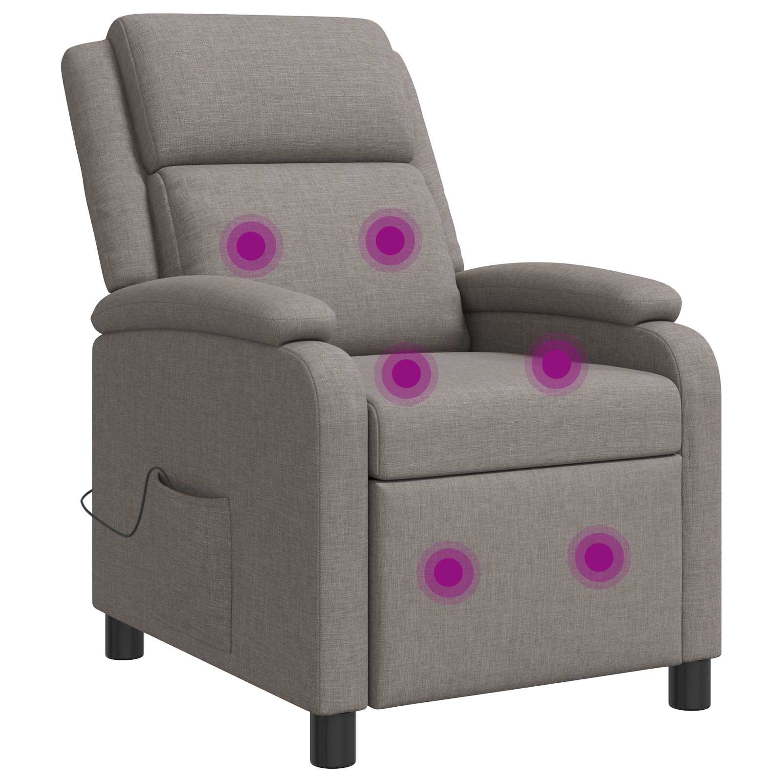 Massage Recliner Taupe Stof
