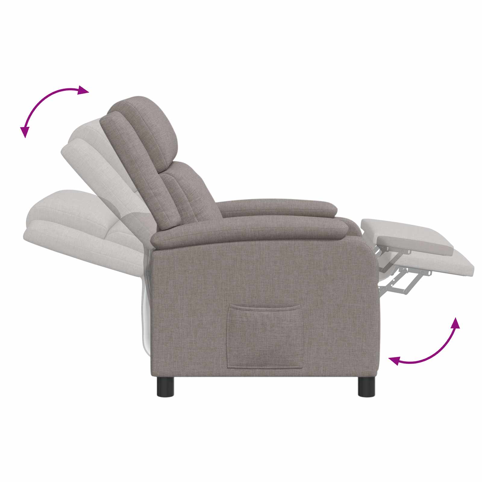 Massage Recliner Taupe Stof