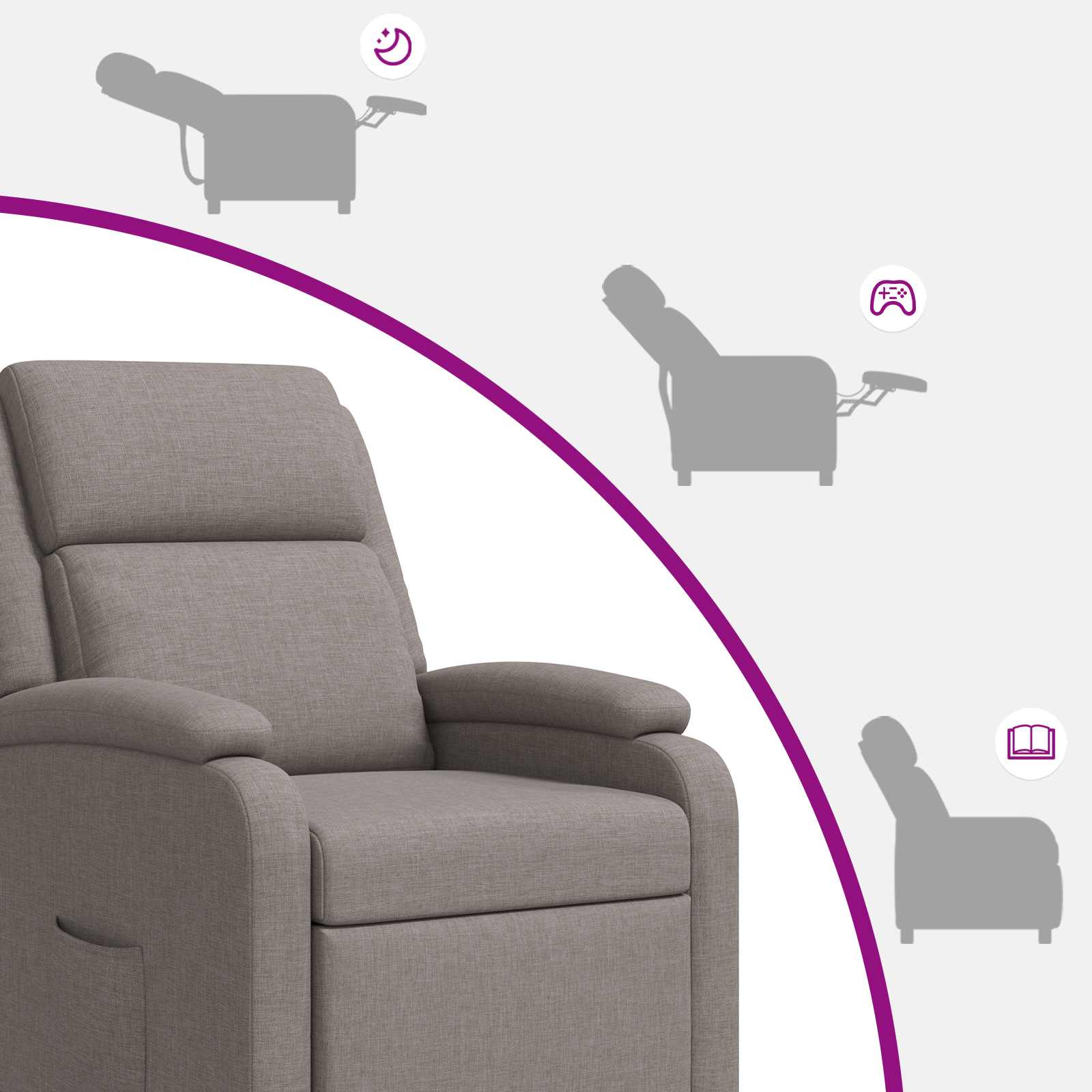 Massage Recliner Taupe Stof