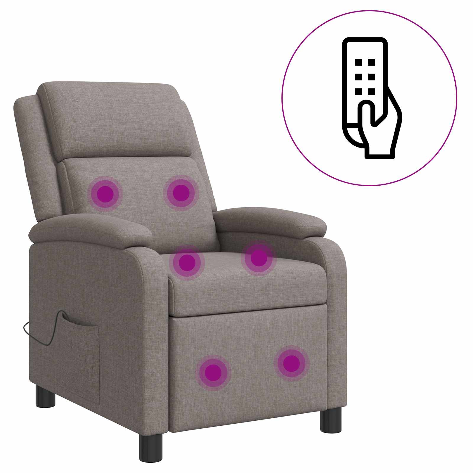 Massage Recliner Taupe Stof
