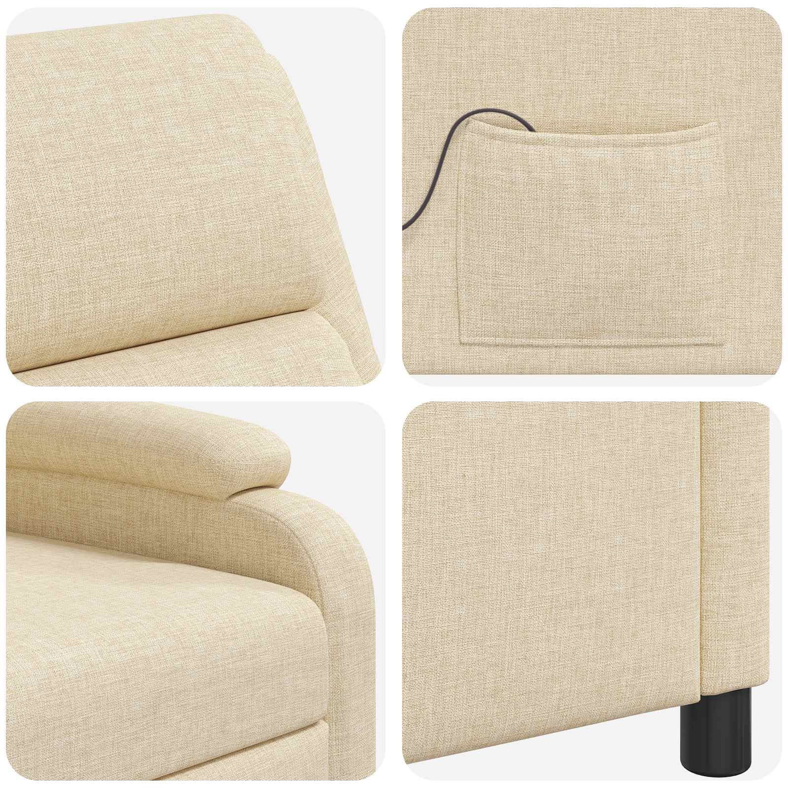 Massage Recliner Crèmekleurig Stof