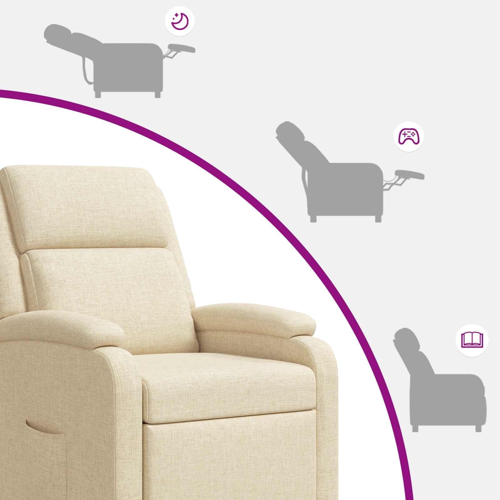 Massage Recliner Crèmekleurig Stof