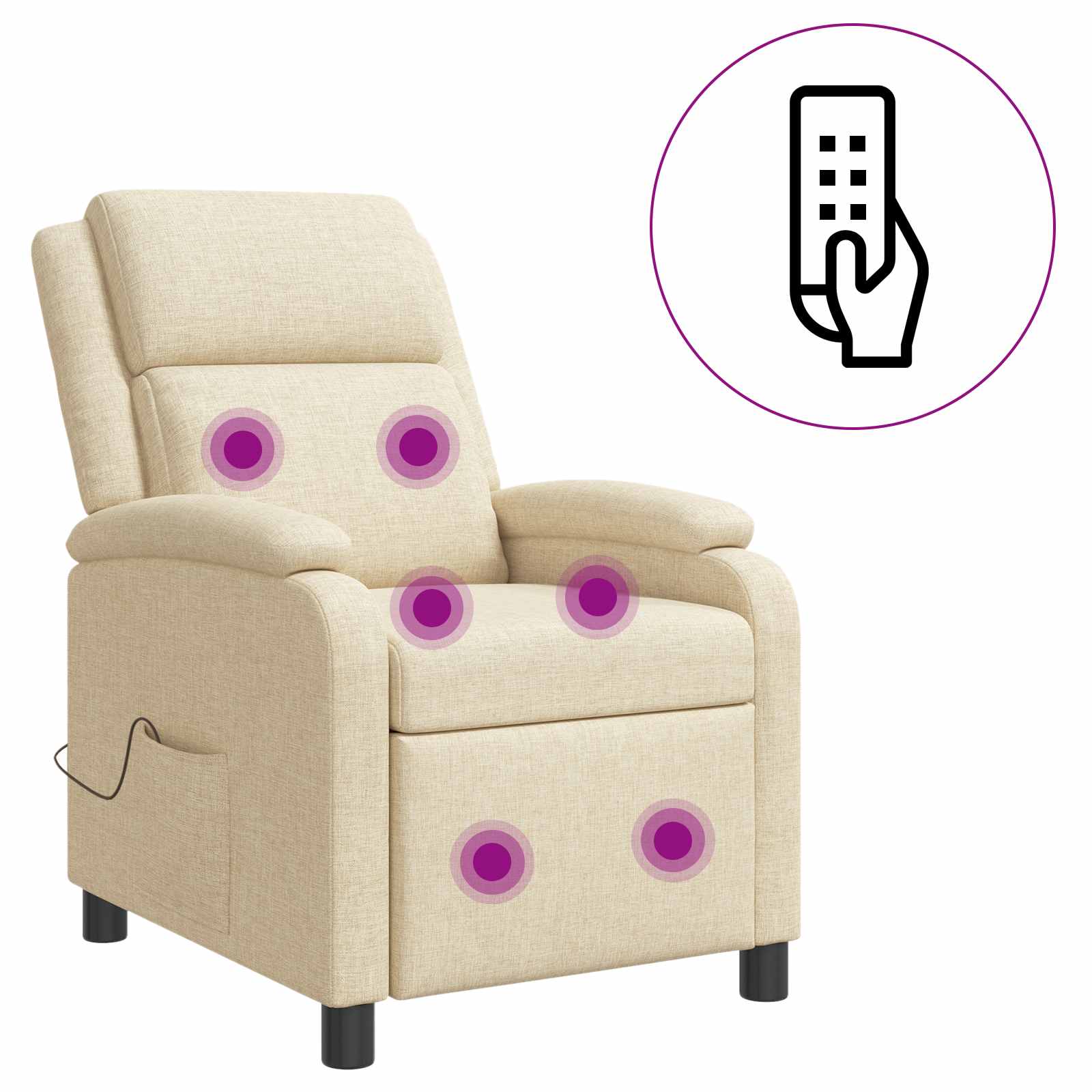 Massage Recliner Crèmekleurig Stof