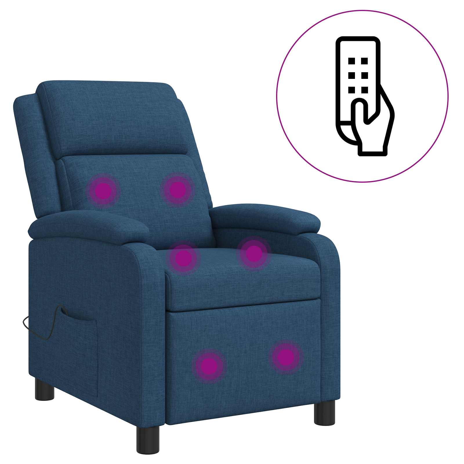 Massage Recliner Blauw Stof