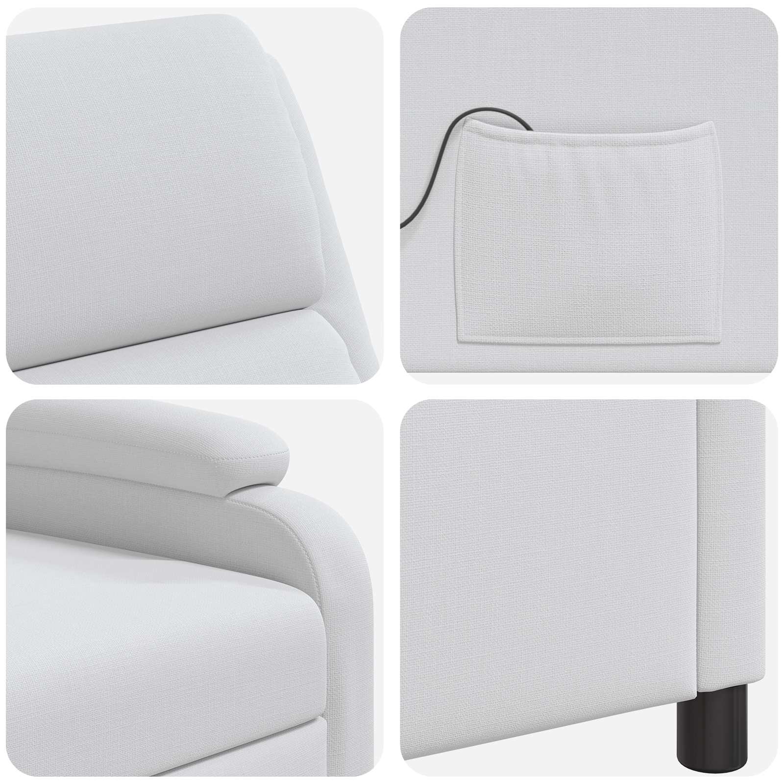 Massage Recliner Wit Stof