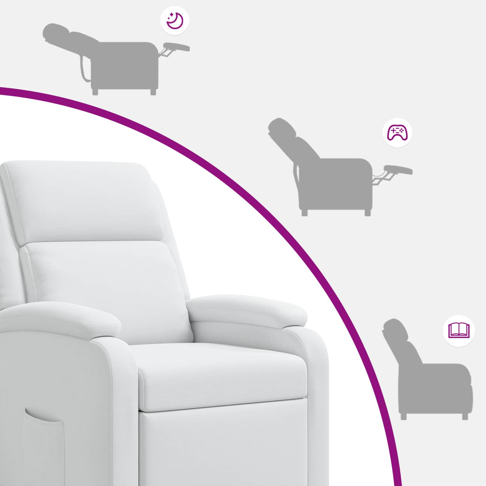 Massage Recliner Wit Stof