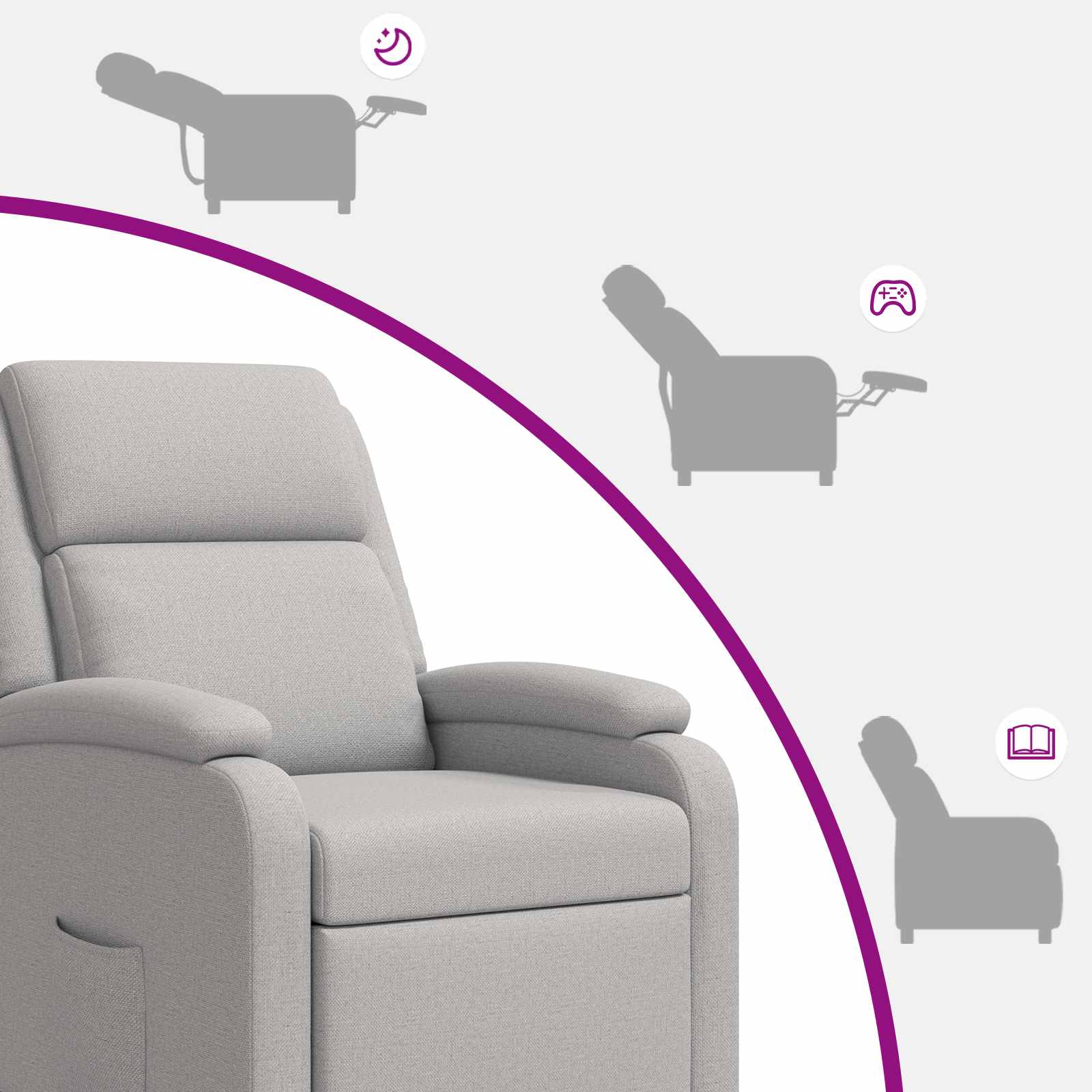 Massage Recliner Wolkengrijs Stof Wolkengrijze stof