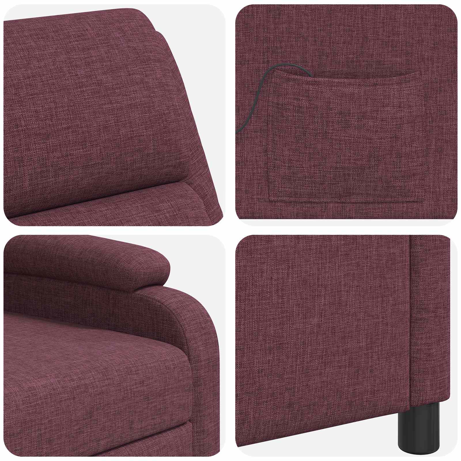 Massage Recliner Paars Stof