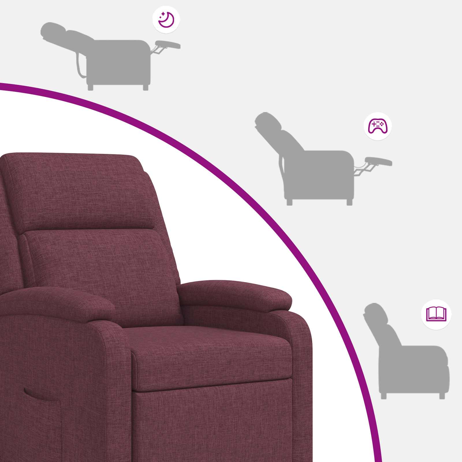 Massage Recliner Paars Stof