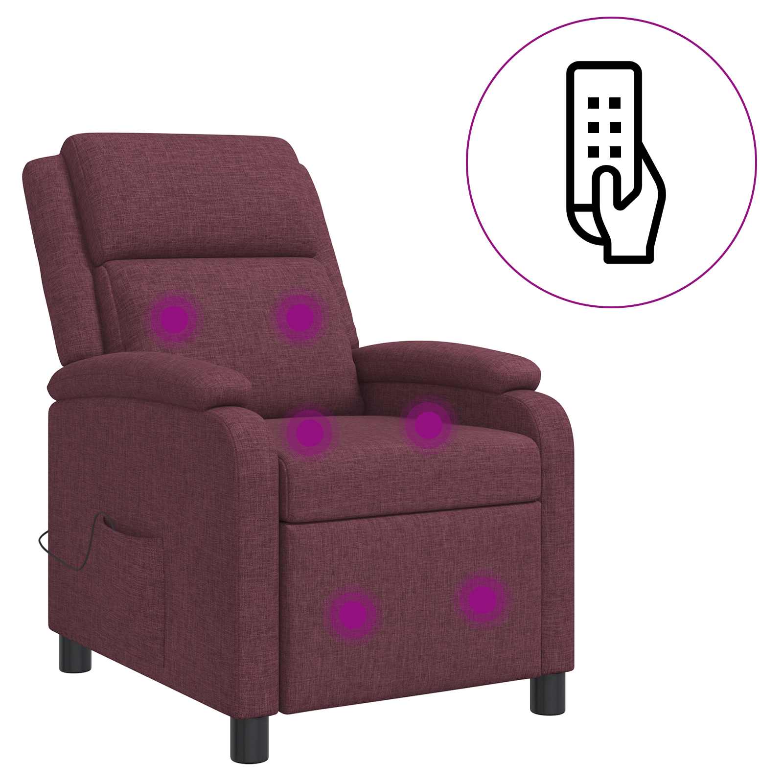 Massage Recliner Paars Stof
