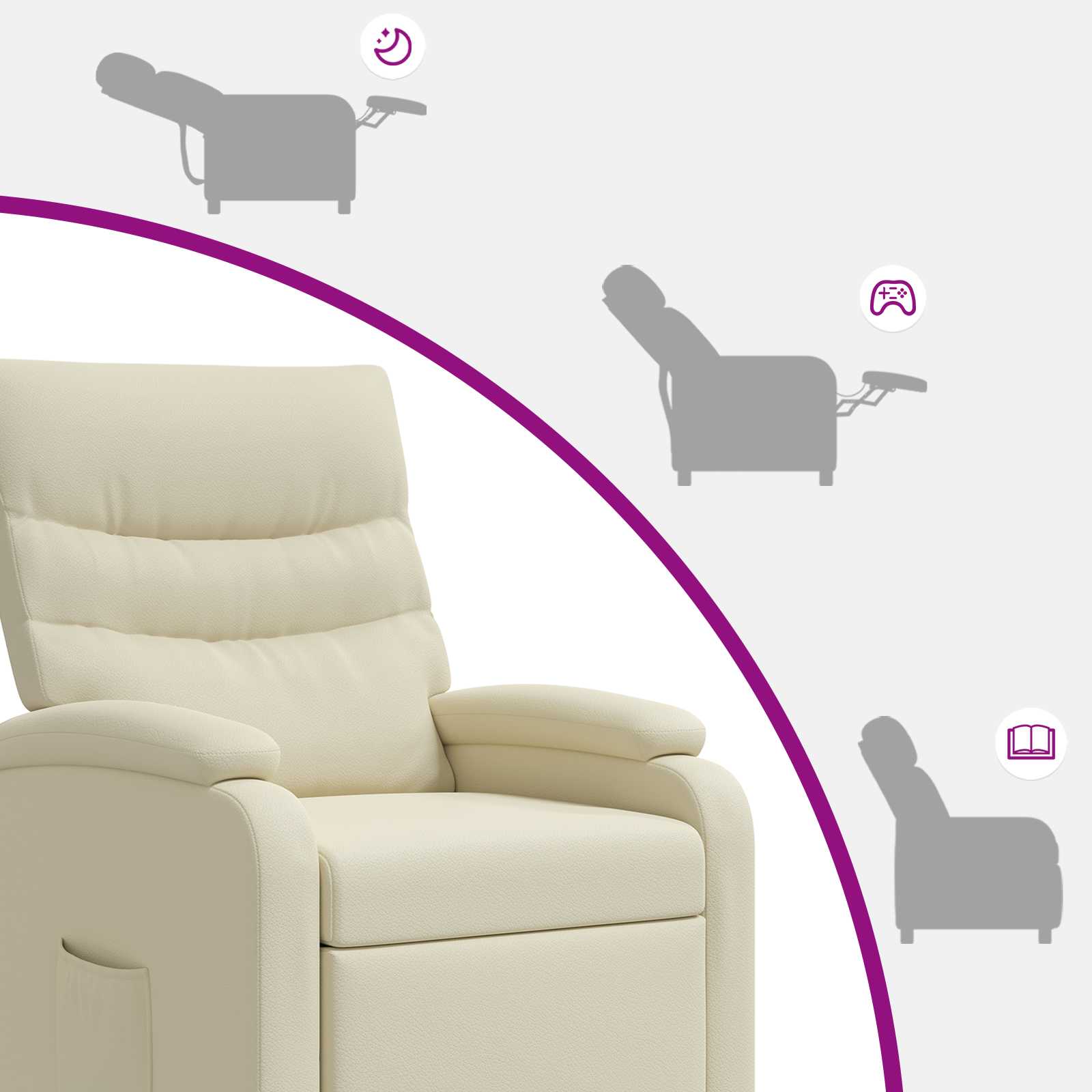 Relaxfauteuil Crèmekleurig Kunstleer