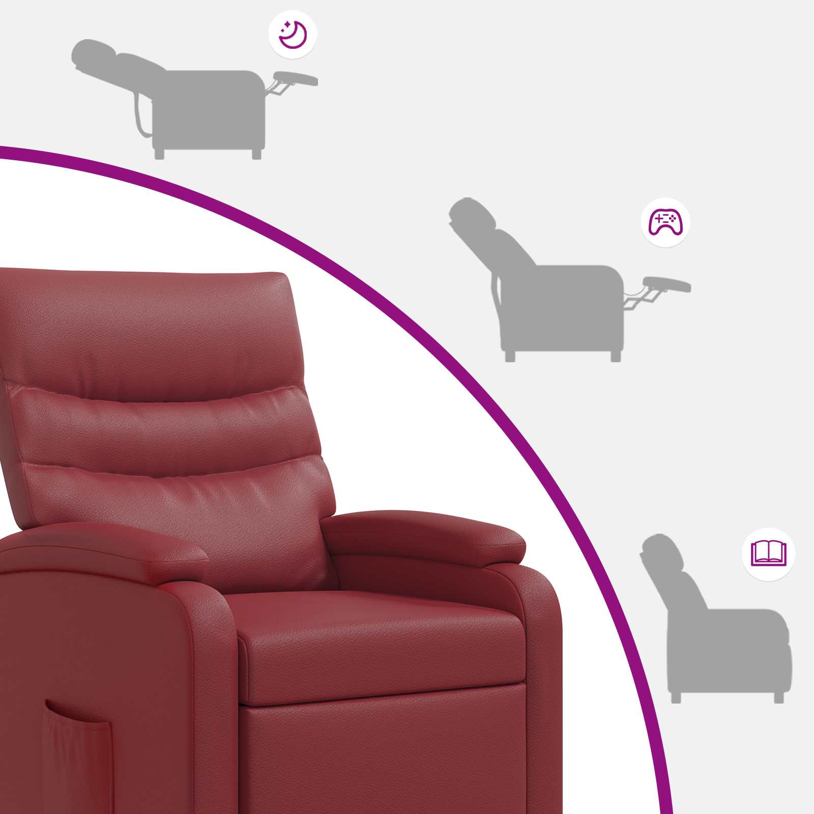 Relaxfauteuil Wijnrood Kunstleer