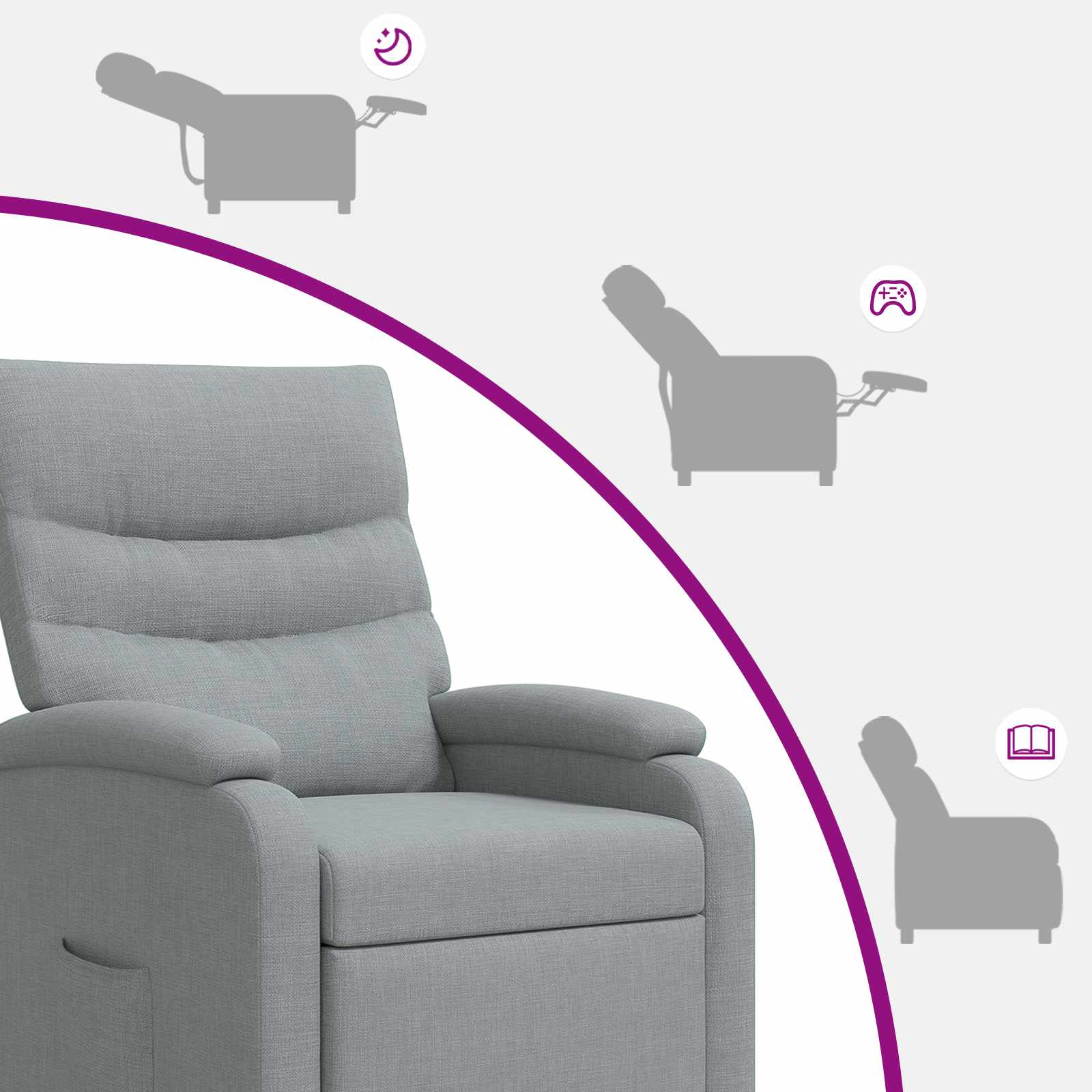 Relaxfauteuil Lichtgrijs Stof