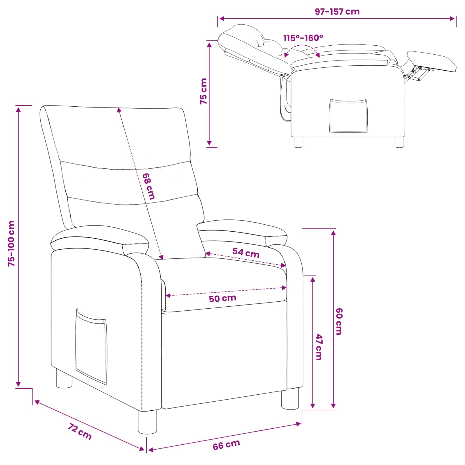 Relaxfauteuil Lichtgrijs Stof