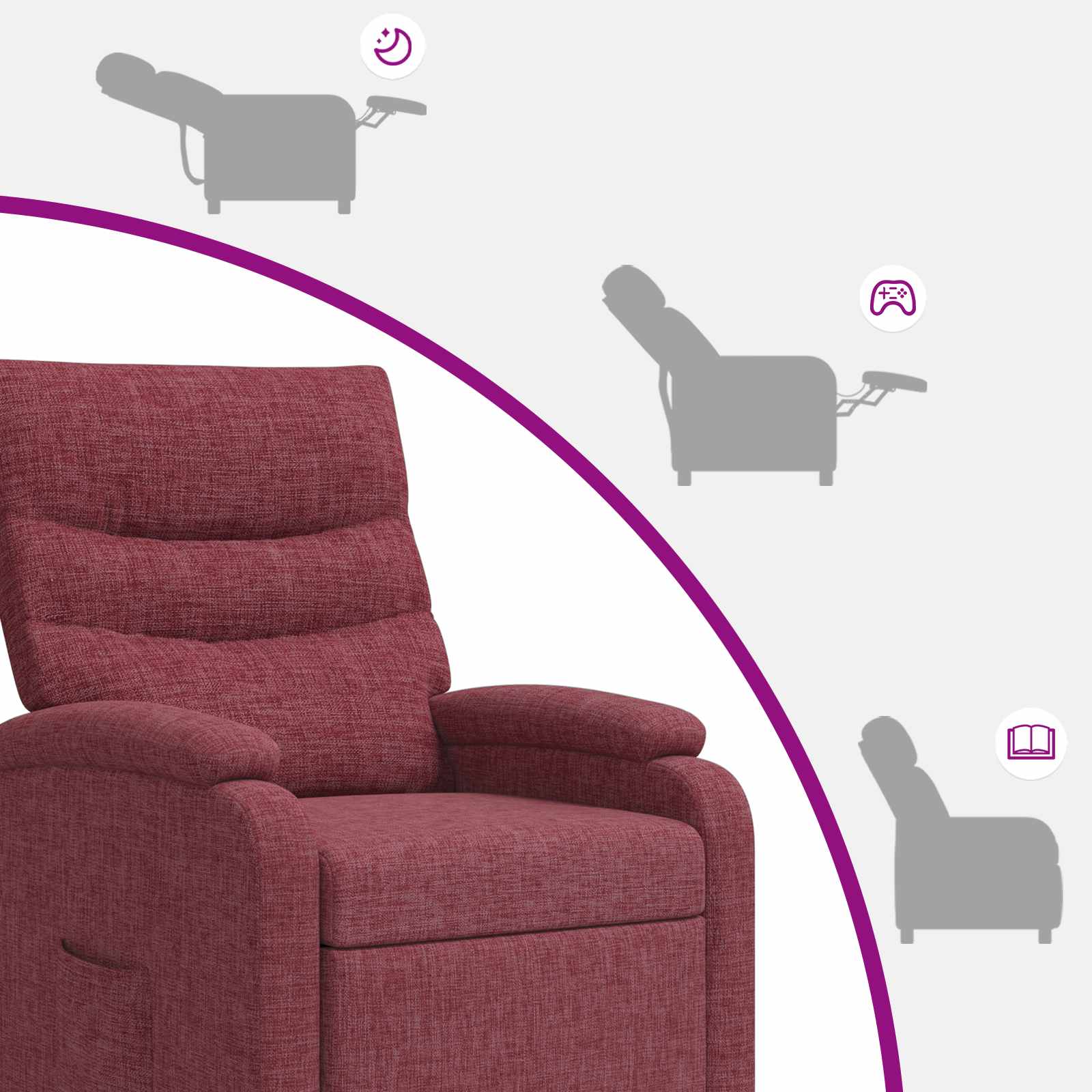 Relaxfauteuil Wijnrood Stof