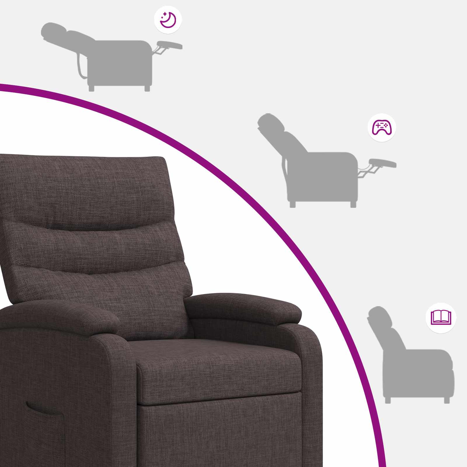 Relaxfauteuil Donkerbruin Stof