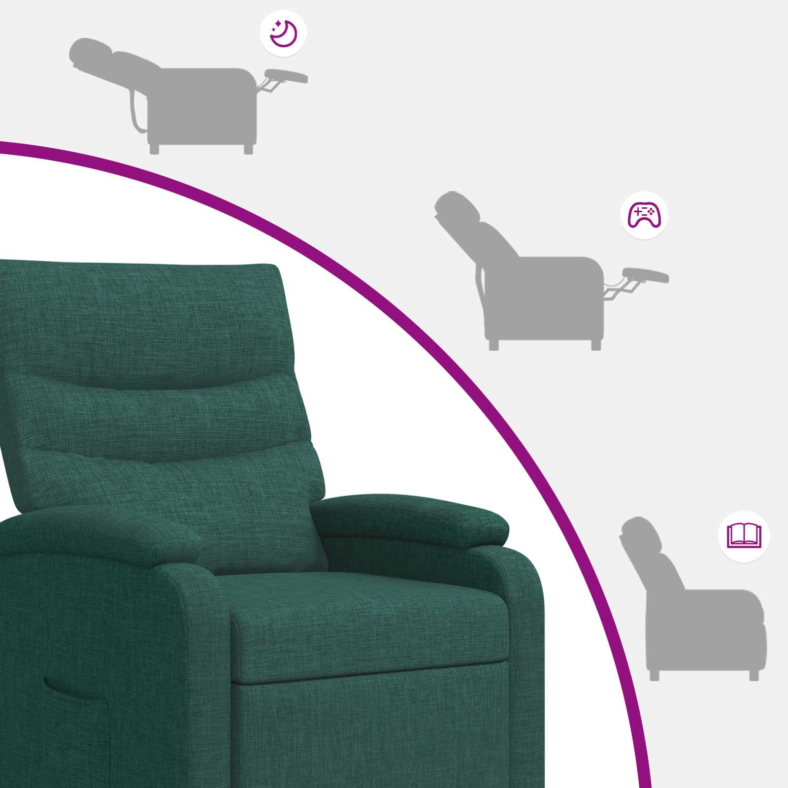 Relaxfauteuil Donkergroen Stof
